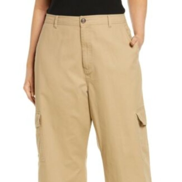 BP Plus Size Women's Cargo Pants, Beige - Picture 1 of 4